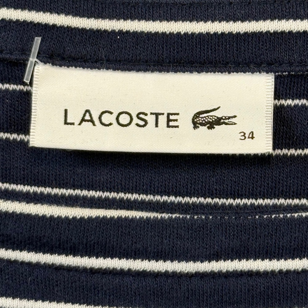 Lacoste dress navy blue white stripe long sleeve EU 34 US 2 XS boatneck - Picture 6 of 14